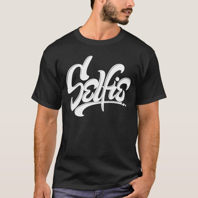 Skateboard Graffiti Selfie Street Art Lettering T-Shirt (Front)