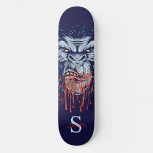 skateboard Grey Gorilla Skull Monogram