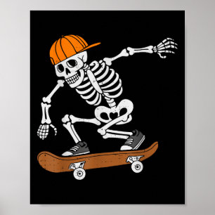 Skateboard Halloween Costume Skeleton Skateboardin Poster
