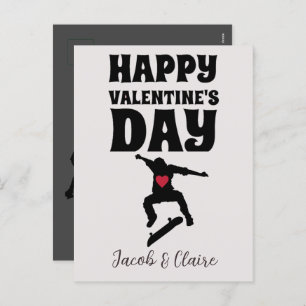 skateboard, Happy valentines day personalise name Holiday Postcard