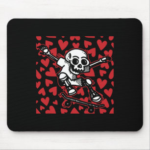 Skateboard Hearts Valentines Day Skull Love Skater Mouse Pad