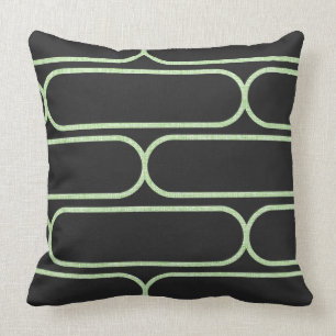 Skateboard Hourglass Throw Pillow Grey & Lt Green