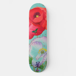 Skateboard JAPANESE FLOWERS STARS KANJI LIVE