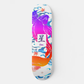 SKATEBOARD JAPANESE WAVES WITH BLACK KOI FISH