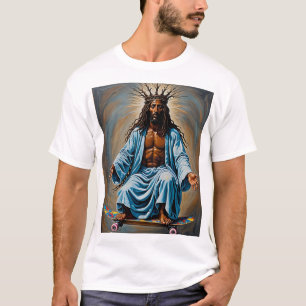Skateboard Jesus Funny Religious Art Urban Streetw T-Shirt