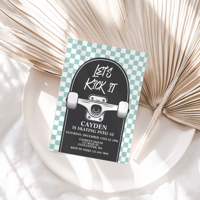 Skateboard Let's Kick It Birthday Invitation (Creator Uploaded)