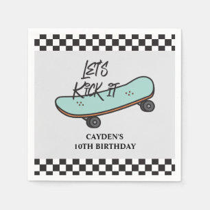 Skateboard Let's Kick It Birthday Napkin
