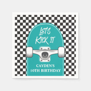Skateboard Let's Kick It Birthday Napkin