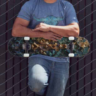 Skateboard - Luxury Blue Mosaic Art Deck