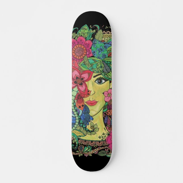 Skateboard Mandalas sobre rostro de mujer joven (Front)