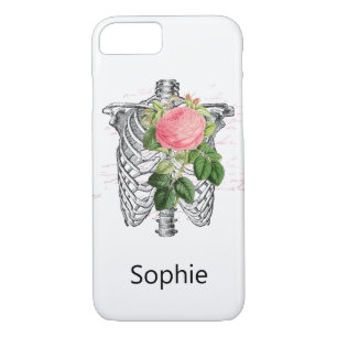 Skateboard Modern Dust Pink Rose Skeleton Heart  iPhone 8/7 Case
