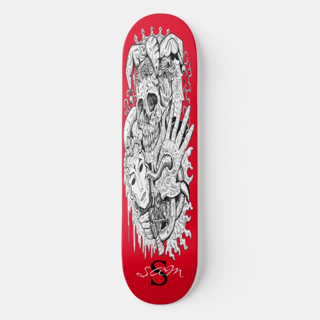 skateboard Monogram Skull Skeleton Court Jester  (Front)