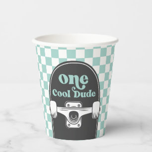 Skateboard One Cool Dude 1st Birthday Paper Cups