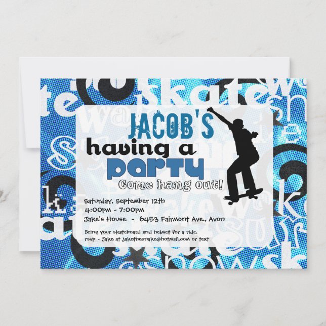 Skateboard Party Invitation (Front)