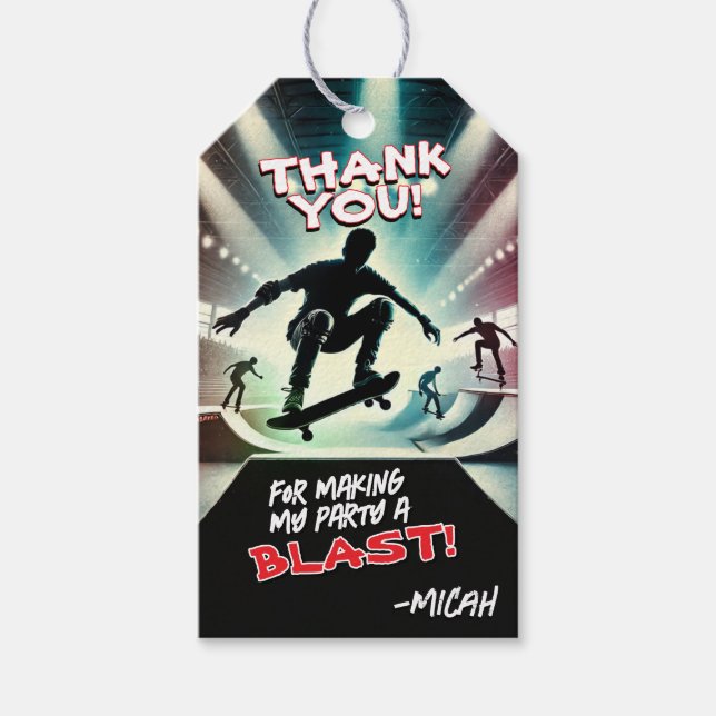 Skateboard Party Thank You Tag (Front)