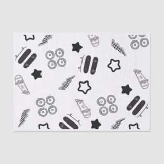 Skateboard Pattern Black 10LB Tissue Paper