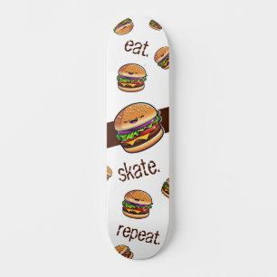 Skateboard pattern burger kawaii "eat skate repeat