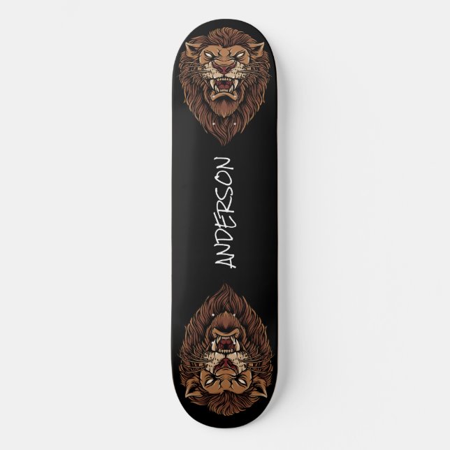 skateboard Personalised Angry Lion Head (Front)