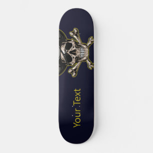 Skateboard Personalised Black Pirate Skull