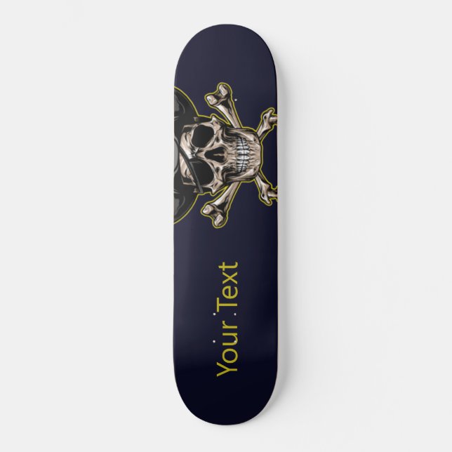 Skateboard | Personalised Black Pirate Skull  (Front)