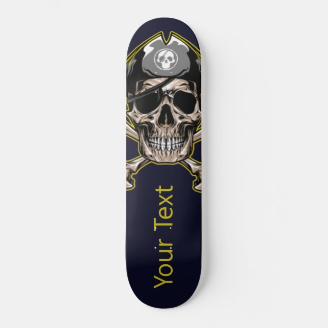 Skateboard | Personalised Black Skull Pirate  (Front)