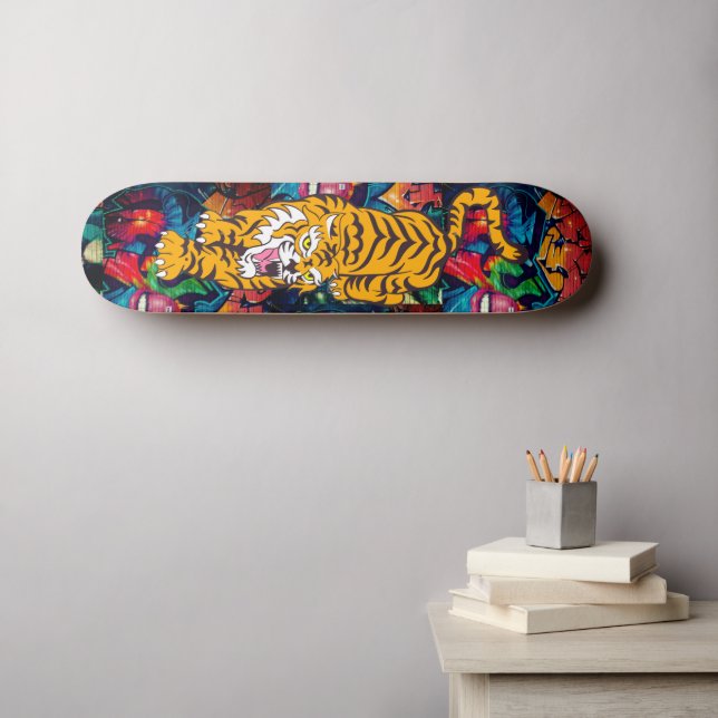 Skateboard Personalised Graffiti Orange Tiger (Wall Art (Horz))