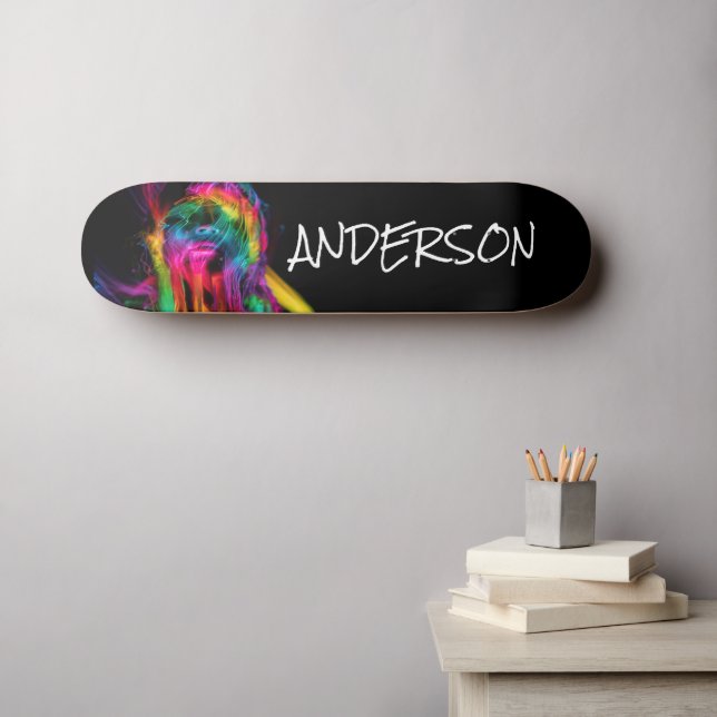 Skateboard Personalised Modern rainbow lips 2 (Wall Art (Horz))
