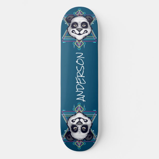 skateboard Personalised Panda Head Sacred Geometry (Front)