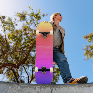 Skateboard Pink Yellow Orange Beach Sunset
