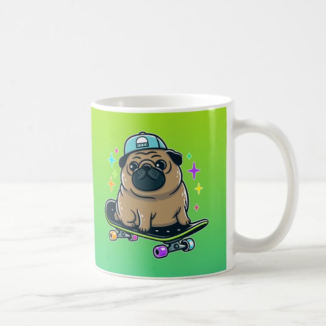 skateboard pug coffee mug (Right)