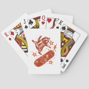 Skateboard Racoon Y2K 90s Style Playing Cards