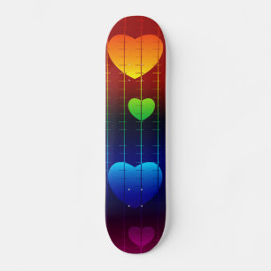 Skateboard, Rainbow Heart Pattern Skateboard
