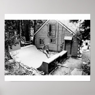 Skateboard ramp, a black and white print