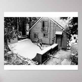 Skateboard ramp, a black and white print