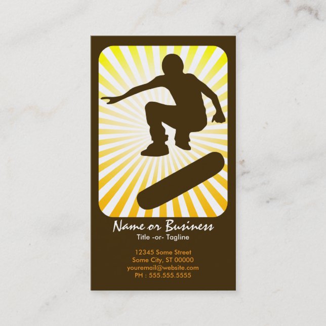 skateboard : retro rays : business card (Front)