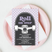 Skateboard Roll on over Birthday Invitation