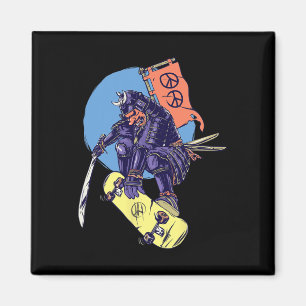 Skateboard Samurai Skateboarding Retro Skater Skat Magnet