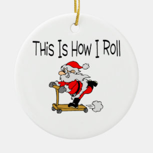 Skateboard Santa Ceramic Ornament