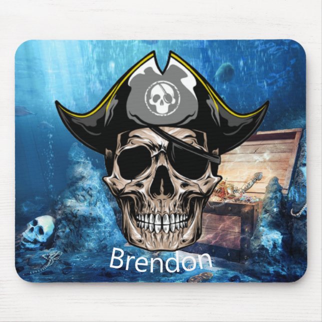 Skateboard Sea Pirate Skull Mouse Pad (Front)