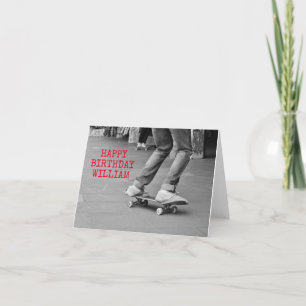 skateboard, skate, park, foot, trendy, teen thank you card