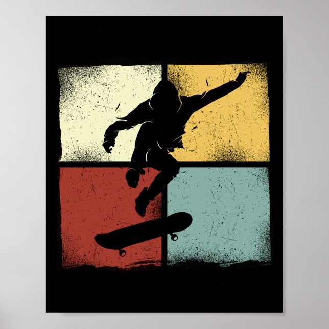 Skateboard Skateboarder Retro Skater Vintage 80S Poster (Front)