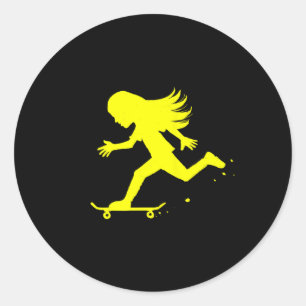Skateboard Skateboarder Teen Tween Girl Skater Oll Classic Round Sticker