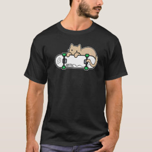 Skateboard Skateboarding Shy Cat Mouse and cheese T-Shirt