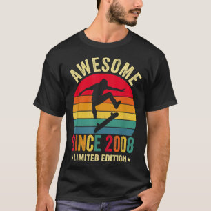 Skateboard Skater Awesome Since 2008 14th Birthday T-Shirt
