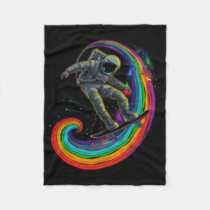 Skateboard Skater Galaxy Space Astronaut Skateboar Fleece Blanket