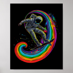 Skateboard Skater Galaxy Space Astronaut Skateboar Poster