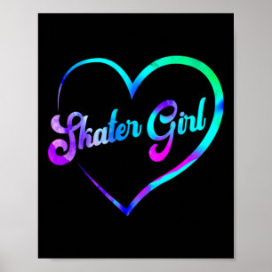 Skateboard Skater Girl Heart  Poster