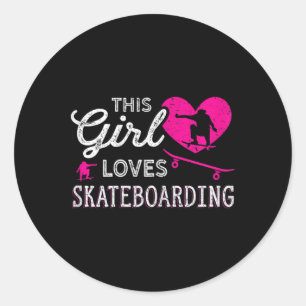 Skateboard Skater Girl Vintage - Skateboarding Wom Classic Round Sticker