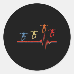 Skateboard Skater Skateboarding Heartbeat Love Gif Classic Round Sticker