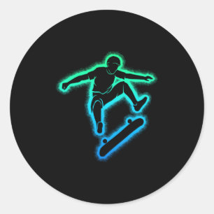 Skateboard Skater Skateboarding Skateboarder Kids  Classic Round Sticker